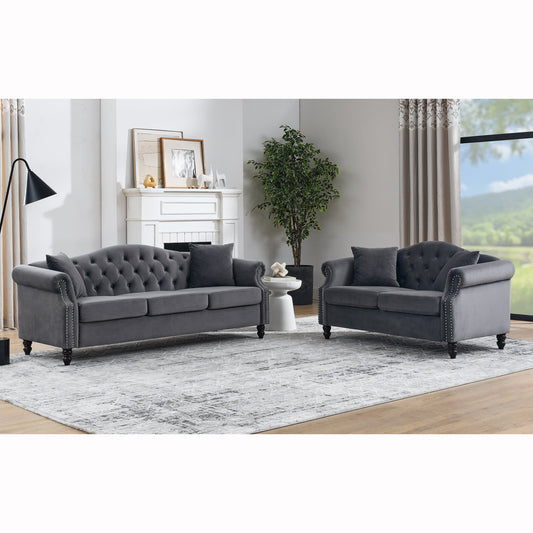 3-seater + 2-seater Combination sofa.Grey Velvet