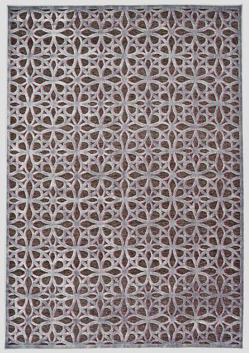 10' X 13' Purple Brown and Gray Geometric Power Loom Area Rug