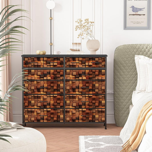 TV Stand Dresser for Bedroom, Tall Fabric Drawer Dresser, Chest of