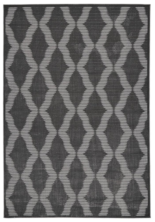 8' X 11' Gray and Brown Geometric Power Loom Area Rug