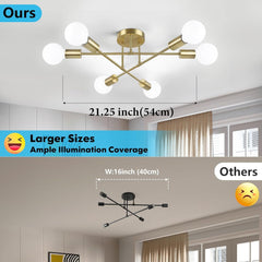 Modern Sputnik Chandelier 6-Light Industrial Ceiling Lights Fixture