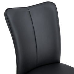 Modern Minimalist Dining Chairs Set of 2 Black PU Leather Curved