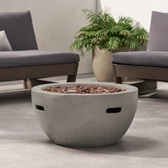 27' Bowl Shaped MGO Propane Fire Pit 40000 BTU, Light Grey (Tank Cover