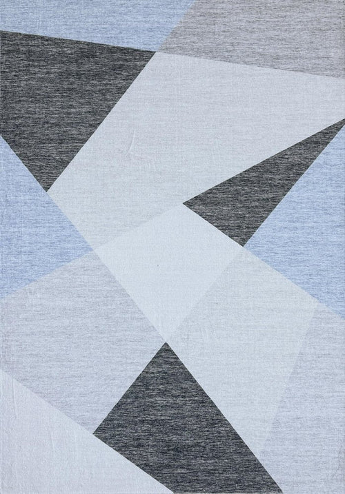 8' X 11' Blue and Gray Geometric Area Rug