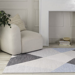 8' X 11' Blue and Gray Geometric Area Rug