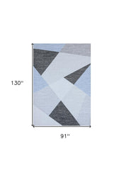 8' X 11' Blue and Gray Geometric Area Rug