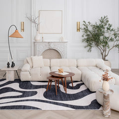 7' X 10' Black and White Zebra Print Area Rug