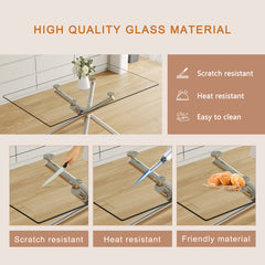 Large Modern Minimalist Rectangular Glass Dining Table with 0.39'