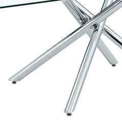 Large Modern Minimalist Rectangular Glass Dining Table with 0.39'