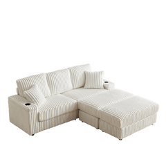 84Inch Corduroy 3-seater sofa With 3 back pillows ,2 toss pillows , a