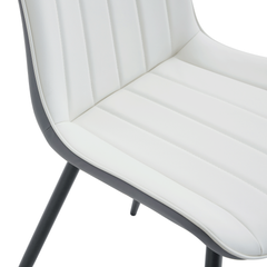 Modern Minimalist Dining Chair Set - Extended Seat Cushion, White/Dark