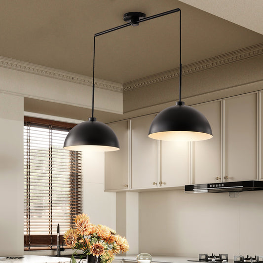 Industrial Modern Black Double Pendant Light – Adjustable Ceiling
