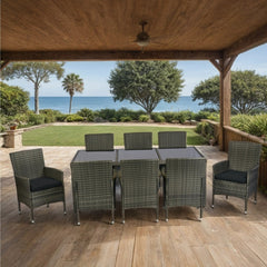 9 piece Outdoor Patio Wicker Dining Set Patio Wicker Furniture Dining