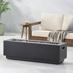 Modern Dark Grey 40' Outdoor Iron Propane Fire Pit, 50,000 BTU, Sleek
