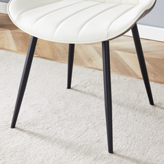 Modern Minimalist Dining Chair Set - Extended Seat Cushion, White/Dark