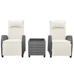 Outdoor Rattan Two-person Combination With Coffee Table, Adjustable,