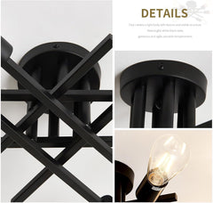 6-Lights Semi Flush Mount Ceiling Light Fixture 2-Pack Black Vintage