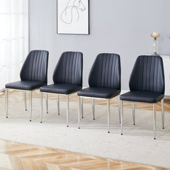 Set of Four Black PU Comfort Dining Chairs (17.7'x25').Dining chair
