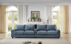 Modern 4-Seater Corduroy Sofa Couch with USB Ports, Hidden Storage,
