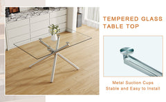 Large Modern Minimalist Rectangular Glass Dining Table with 0.39'