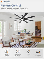 72 Inch Large Ceiling Fans with Lights and Remote, Indoor/Outdoor
