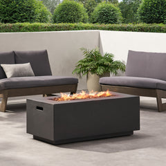 Contemporary Outdoor 40,000 BTU Propane Fire Pit Light Grey MgO