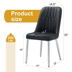 Modern Dining Chairs Set of 4 with PU Leather Backrest and Silver