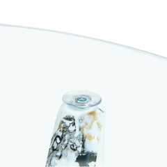 Modern Round Glass Coffee Table with Tempered Glass Countertop and