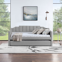 Velvet Daybed with Trundle Upholstered Tufted Sofa Bed,  both Twin
