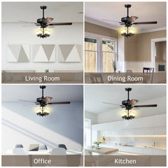 50 Inch Noiseless Ceiling Fan Light with Explosion-Proof Glass