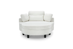51-inch beige corduroy sofa with two throw pillows and a waist pillow