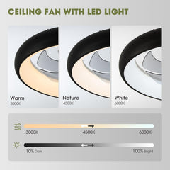 Ceiling Fans with Lights, Flush Mount Ceiling Fan with Alexa/Google