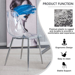 Modern minimalist transparent dining chair, plastic chair, armless