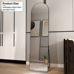Arched Full Length Mirror with Aluminum Alloy Frame for Bathroom,