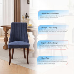 Linen Dining Chairs Set of 4,Comfy Fabric Upholstered Accent Chairs