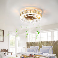 Caged Ceiling Fan with Lights Remote Control,Semi -embedded Modern