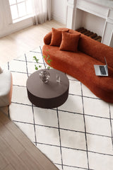 Artisanal Round MDF Coffee Table with Handcrafted Relief and Stunning