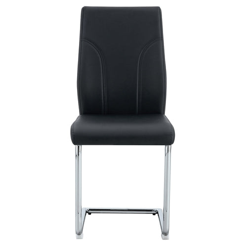 Modern Black PU High Back Dining Chair Set with Sturdy Legs for