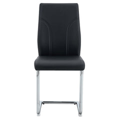 Modern Black PU High Back Dining Chair Set with Sturdy Legs for