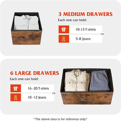 Dark Grey Chest of Drawers with Wood Top and Nightstand