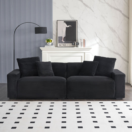 104.72-inch 4-seat large sofa with 4 throw pillows, living room sofa