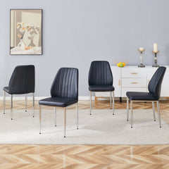 Set of Four Black PU Comfort Dining Chairs (17.7'x25').Dining chair