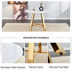 Modern minimalist white patterned circular dining table and coffee