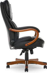 Big and Tall Executive Office Chair with Wood Accents, Adjustable High