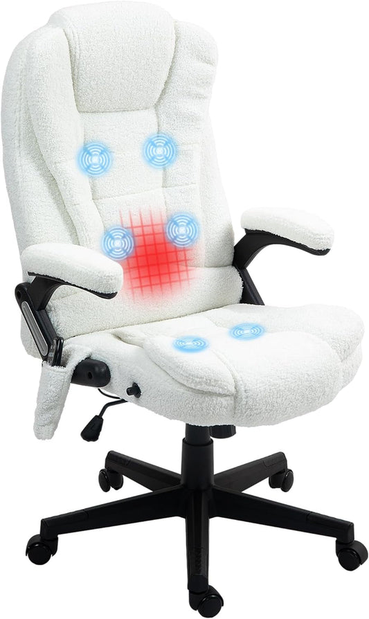 6 Point Vibrating Massage Office Chair with Heat, Velvet High Back