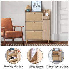 Modern minimalist storage cabinet, Japanese rattan shoe cabinet, bed