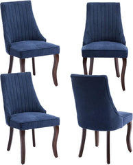 Linen Dining Chairs Set of 4,Comfy Fabric Upholstered Accent Chairs