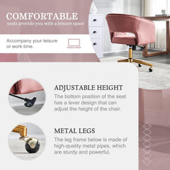 Home Office Chair Swivel Velvet Desk Chair, Vanity Chair with 360