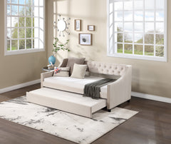 Daybed with Trundle Upholstered Tufted Sofa Bed, with Button and