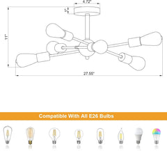 Modern Semi Flush Mount Ceiling Light Fixture Black and Gold Close to